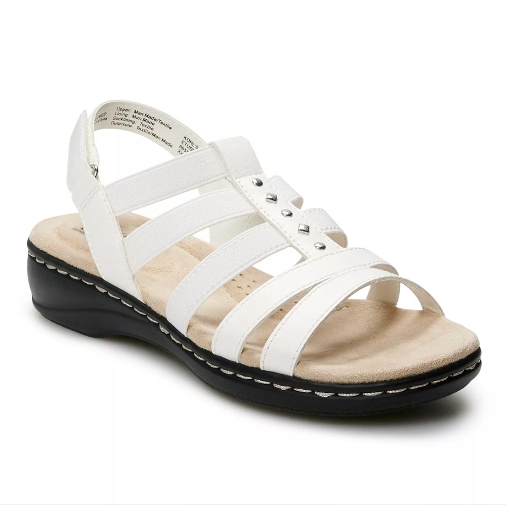 Croft & Barrow Ortholite Etude Women's Slingback Strappy Sandals White 8.5